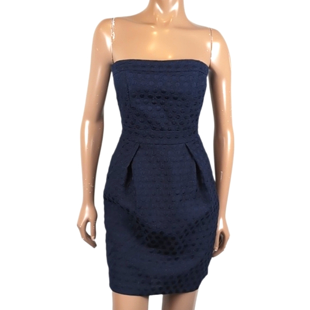 Jacob Strapless Navy Dress With Pockets Metallic Glitter Party Cocktail